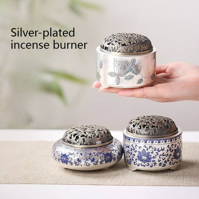 Tablet Accessories Kit - Silver-plated Ceramic Incense Burner/Temple Worship Sacrificial