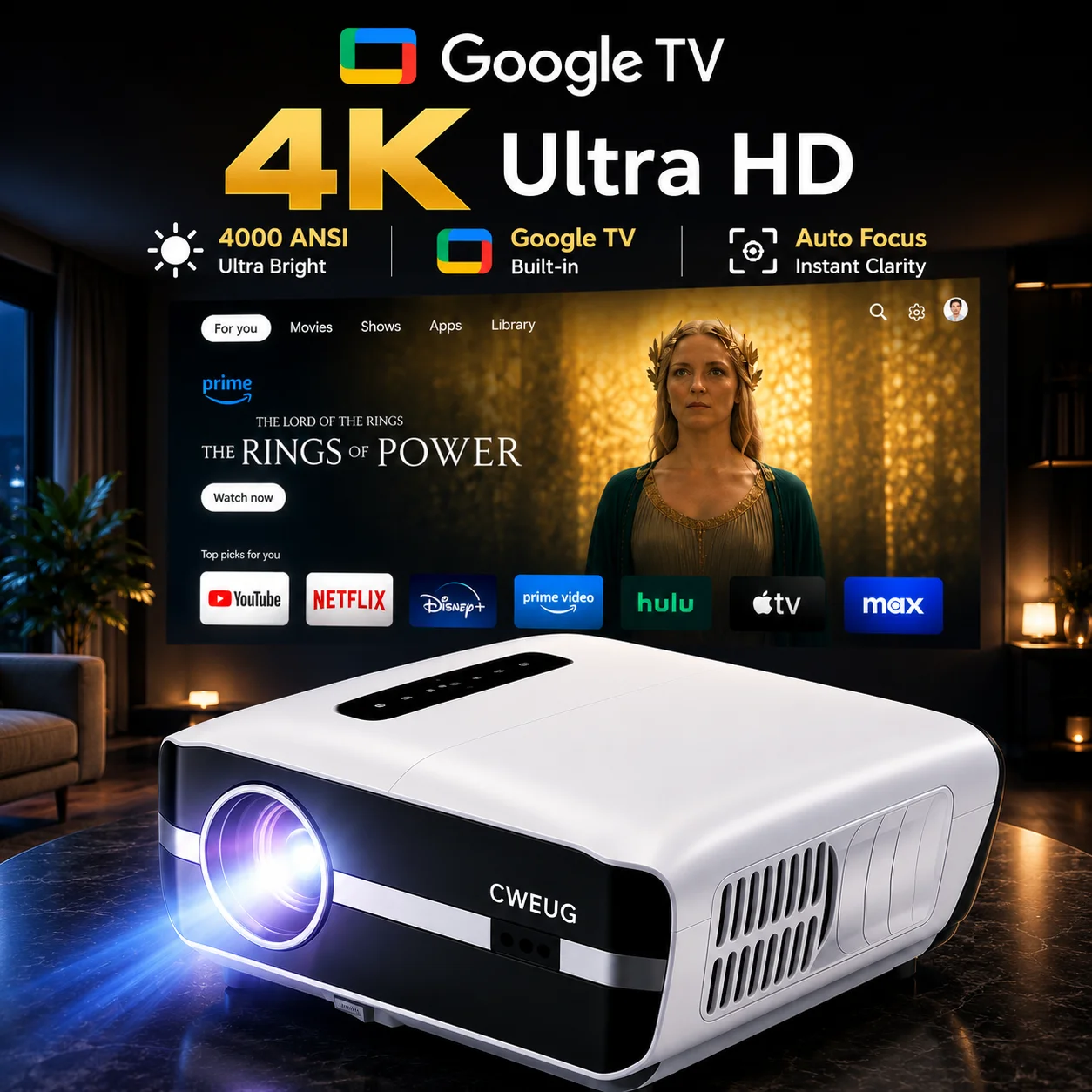 NewA9S 4k Projector Auto Focus - đánh giá và giá Android Tablet Gaming Accessories